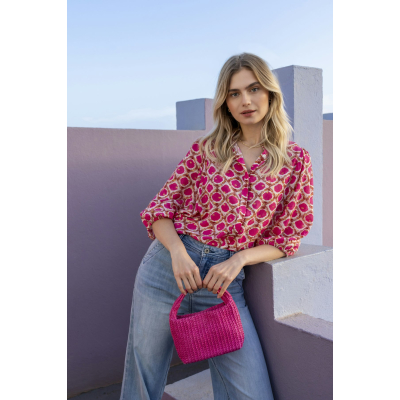 Geisha Blouse Off White Fuchsia Geisha Blouse Off White Fuchsia