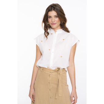 Geisha Blouse Hearts Off White