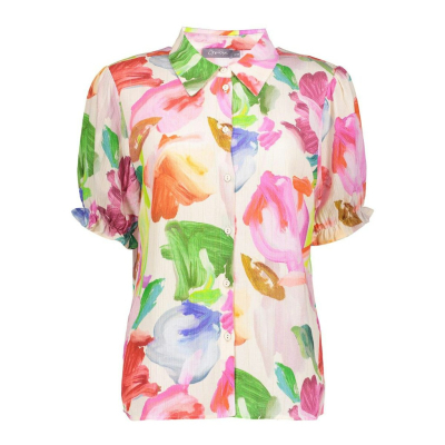 Geisha Blouse Off White Green Pink Geisha Blouse Off White Green Pink