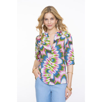 Geisha Blouse Spring Ecru Lilac Blue Geisha Blouse Spring Ecru Lilac Blue
