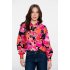 Geisha Blouse Flowers Pink Black