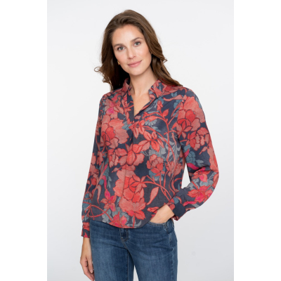 Geisha Top Blue Red