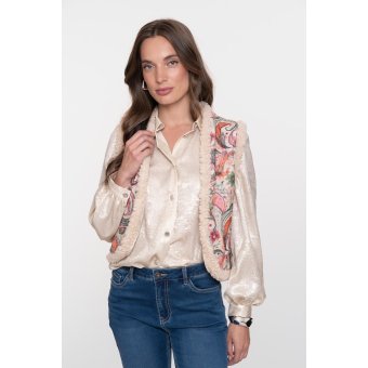 Geisha Gilet Flowers Beige Soft Pink