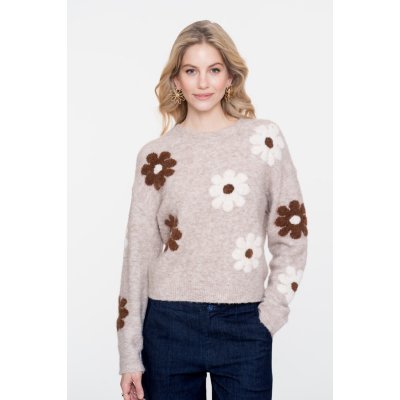 Geisha Sweater Big Flowers Sand Off White