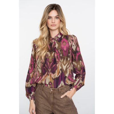 Geisha Blouse Ikat Camel Pink