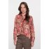 Geisha Blouse Flowers Brown Soft Red