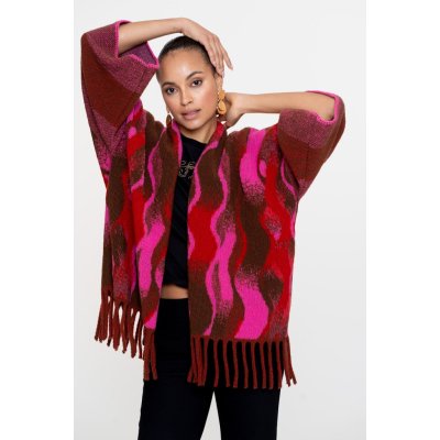 Geisha Poncho Brown Red