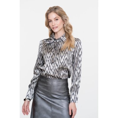 Geisha Blouse Zig Zag Silver Grey