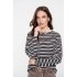 Geisha Top Ajour Striped Black Off White