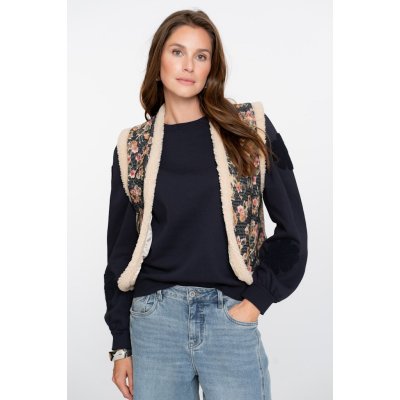 Geisha Gilet Flowers Black Olive Pink