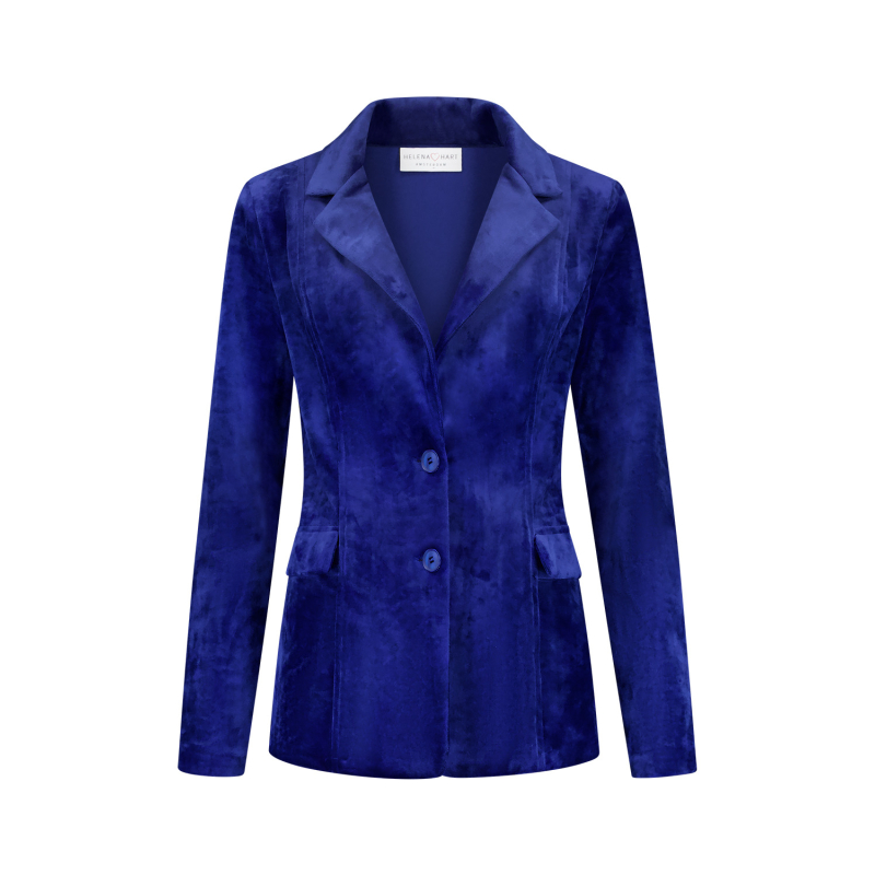 Helena Hart Blazer Velours Midi Uni Royal Blue