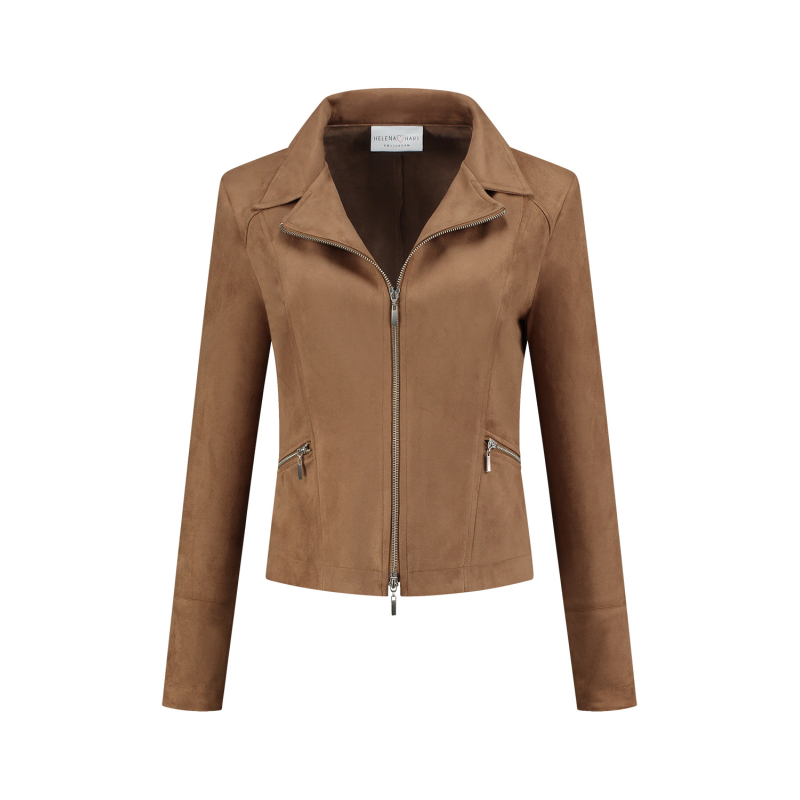 Helena Hart Biker Jacket Suedine Camel