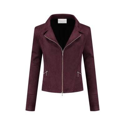 Helena Hart Biker Jacket Daim Wine