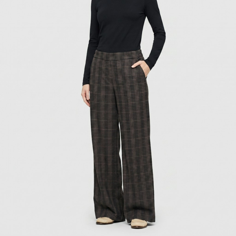 MAC Broek Chiara Checked Truffle Brown