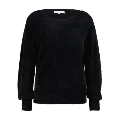 Red Button Sweater Bodi Fluffy Black