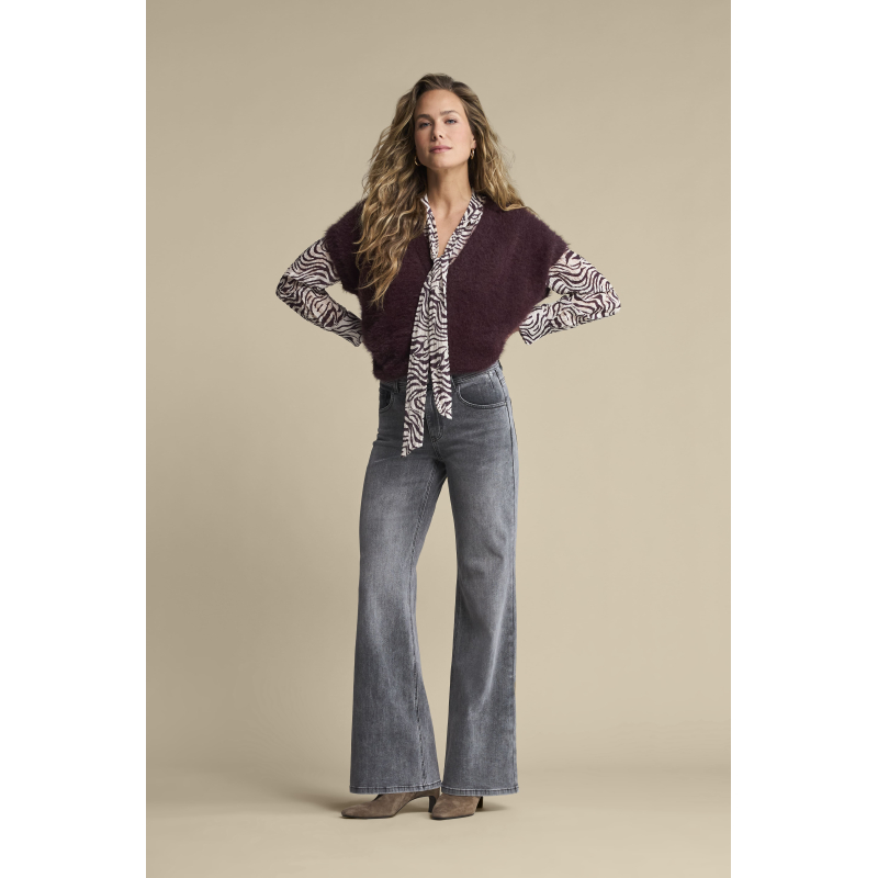 Red Button Spencer Fuzzy Burgundy