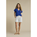 Red Button Shorts Camille Stripe Cobalt