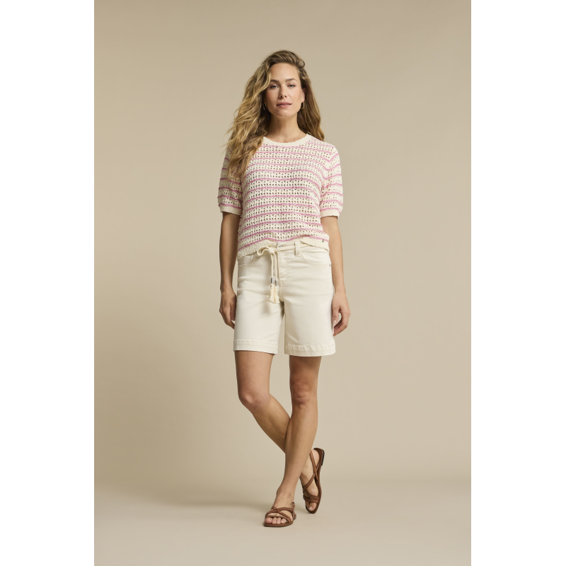 Red Button Top Jolene Stripe Pink