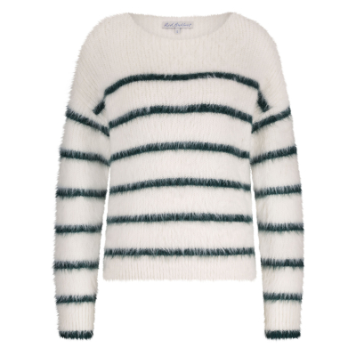 Red Button Trui Fuzzy Stripe Ecru Pine Red Button Trui Fuzzy Stripe Ecru Pine