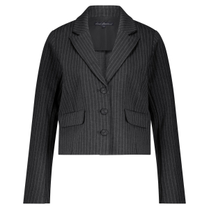 Red Button Blazer Punta Pinstripe Grey Melange