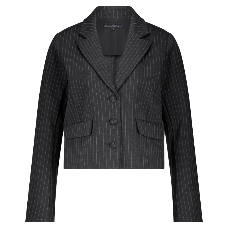 Red Button Blazer Punta Pinstripe Grey Melange