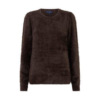 Red Button Sweater Fuzzy Espresso