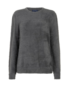 Red Button Sweater Fuzzy Lava Grey