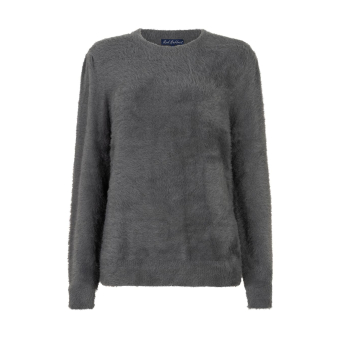 Red Button Sweater Fuzzy Lava Grey