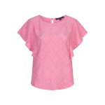 Red Button Top Ajour Ruffle Pink