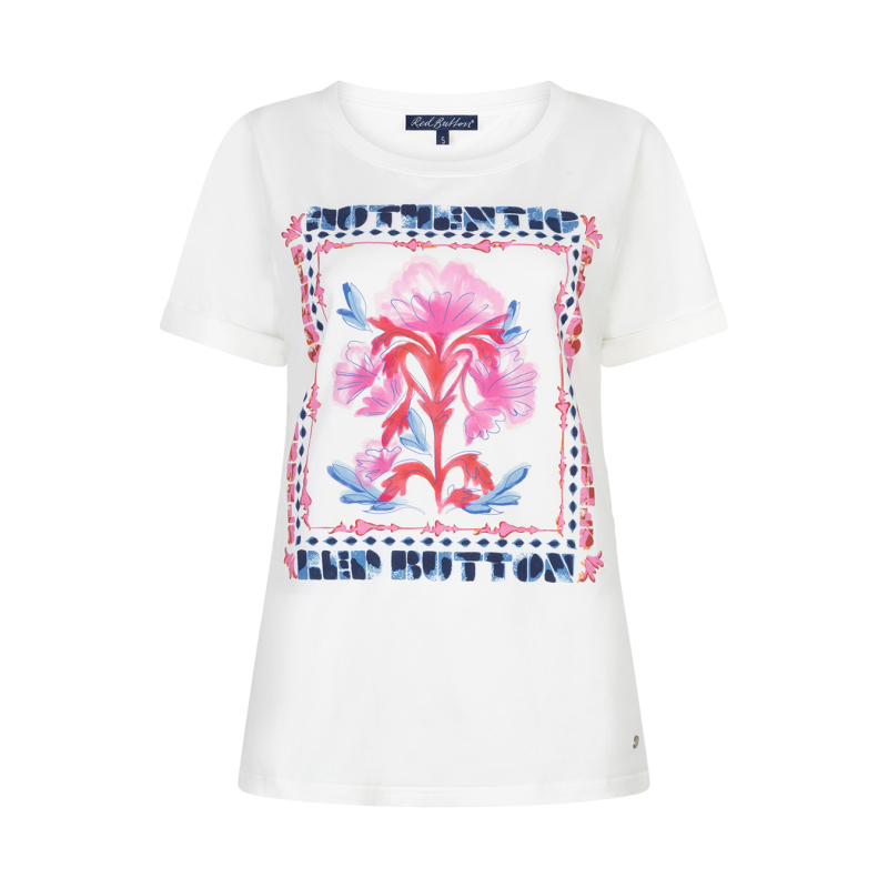 Red Button T-Shirt Temmy Off White Pink