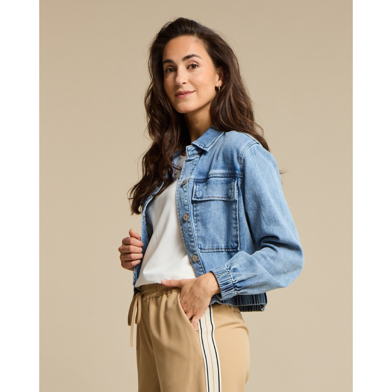 Red Button Denim Jacket Juno Light Stone