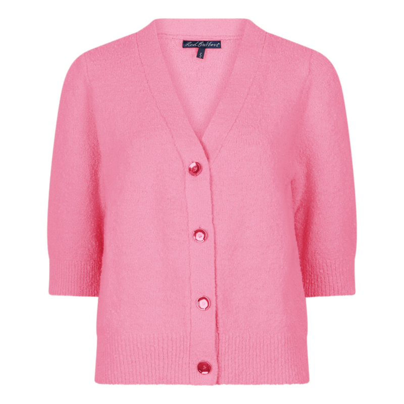 Red Button Vest Popcorn Pink