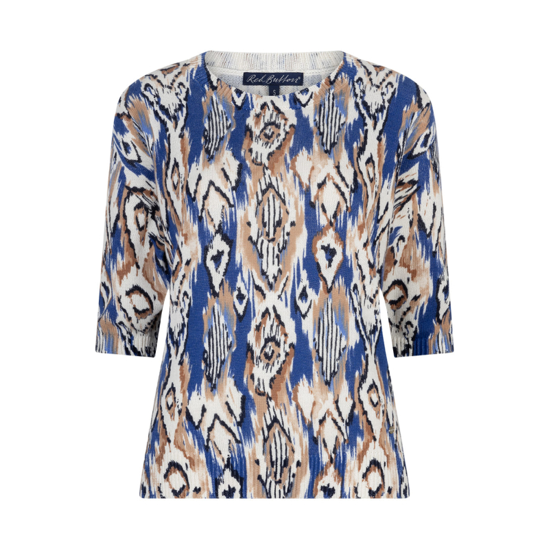 Red Button Trui Top Sweet Ethnic Cobalt