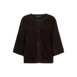 Red Button Vest Fuzzy Poncho Espresso