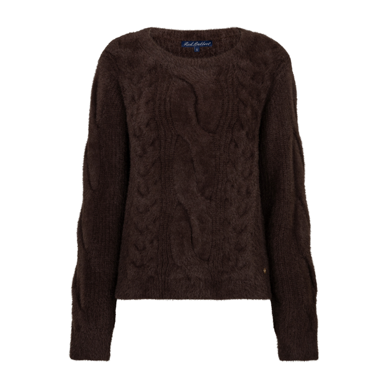 Red Button Trui Sweet Fluffy Cable Espresso