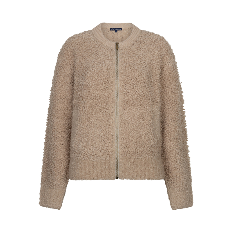 Red Button Vest Boucle Latte