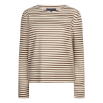 Red Button Longsleeve Shirt Terry Stripe Creme Espresso