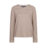 Red Button Longsleeve Shirt Terry Stripe Creme Dark Berry