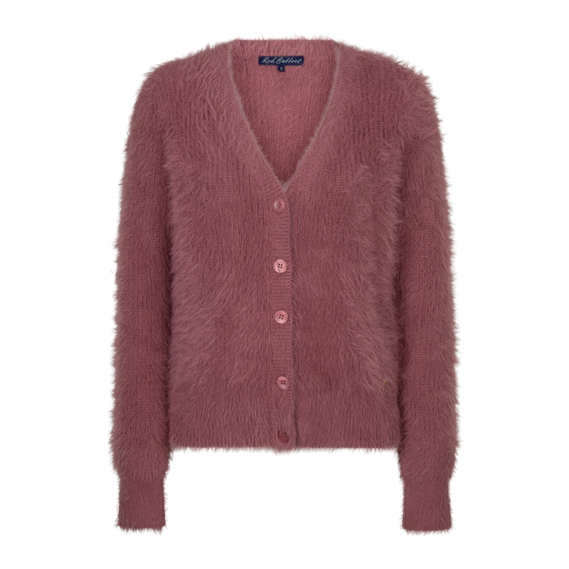 Red Button Vest Fuzzy Mauve
