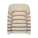 Red Button Trui Fuzzy Stripe Creme Brown