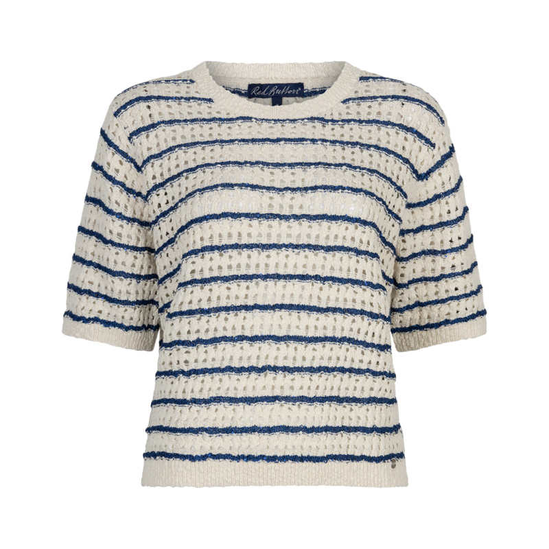 Red Button Top Jolene Stripe Jeans Blue