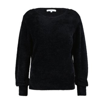 Red Button Sweater Bodi Fluffy Black