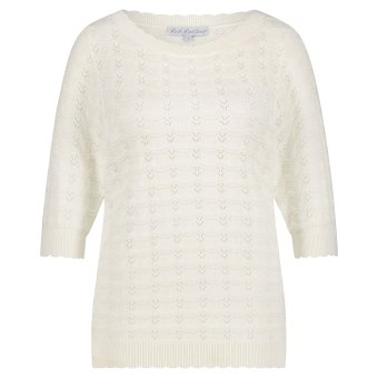 Red Button Trui Sweet Pointelle Off White