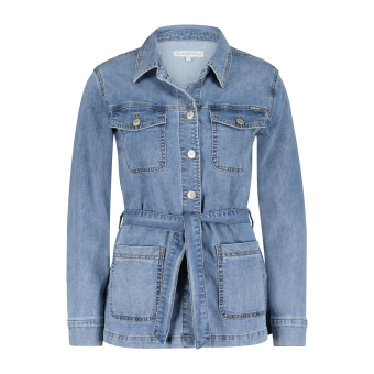 Red Button Denim Jacket Robie Light Stone