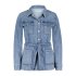 Red Button Denim Jacket Robie Light Stone