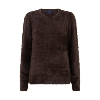Red Button Sweater Fuzzy Espresso