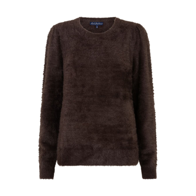Red Button Sweater Fuzzy Espresso