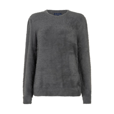 Red Button Sweater Fuzzy Lava Grey