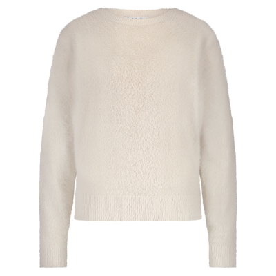 Red Button Sweater Fluffy Cream