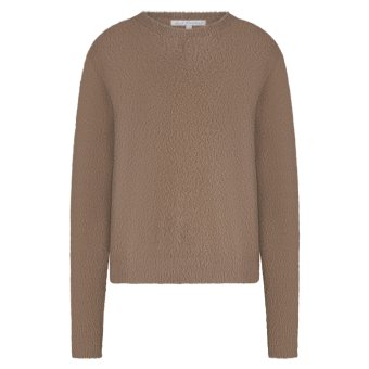 Red Button Sweater Fluffy Mid Brown